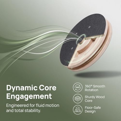 Generic Wooden Waist Rotating Disc Portable Waist Rotator Board Includes Floor Protection Mat Core Twist Disc for Indoor
