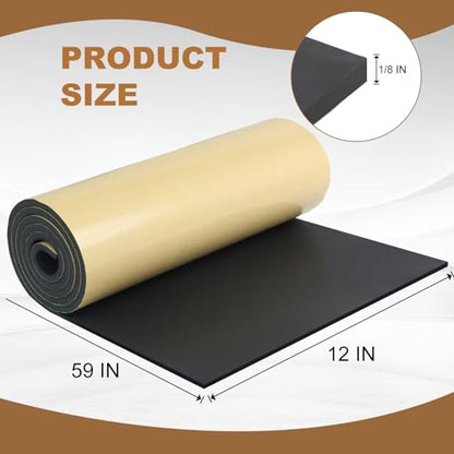 Eunice Sponge Neoprene Foam Sheet with Adhesive, 12 in x 59 in x 1/8 in Foam Rubber Roll Cut to Multiple Dimensions, High Density Rubber Padding for Shock Pad, DIY, Crafts - size: 12 in x 59 in x 1/8 in
