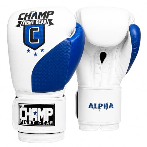 Amber Fight Gear Alpha Series PU Boxing Gloves Pair - color: Blue/White, size: 10oz