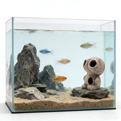 M2cbridge Aquarium Ceramic Cave Rock for Betta Shrimp Cichlid Fish Hideout Decor (Monster + Log)