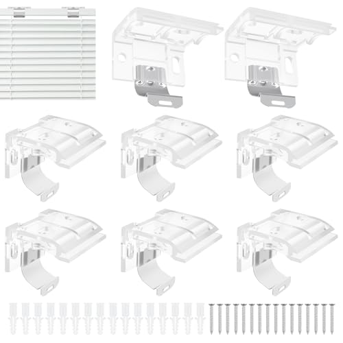 8 Pack Mounting Bracket with Metal Clip, Hidden Replacement Brackets for 1" (25mm) Pleated Shades Cordless Blinds Headrail, Mini Blinds, with Screws