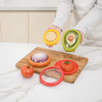 Set of 4 Reusable Fruit & Veggie Saver Boxes, Washable Fresh Produce Storage Containers for Avocados, Tomatoes, Apples, Garlic, Onions & Vegetables