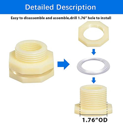 1" ABS Bulkhead Water Tank Connector Adapter Fitting with Plugs Thru-Bulk Pipe Fitting (Set of 4) - size: 1 Inch, style: Set of 4