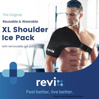 REVIX XL Shoulder Ice Pack Wrap for Rotator Cuff, with Removable Gel Pack - size: XL, style: With Removable Gel Pack