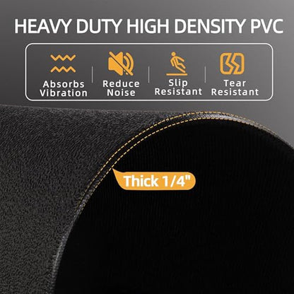 Fitvids High Density 1/4-Inch Thick Gym Equipment Mat, Non-Slip Floor Protection for Heavy Exercise, Treadmill and Bike Mat in Multiple Sizes - size: 72"L x 48"W x 0.3"Th