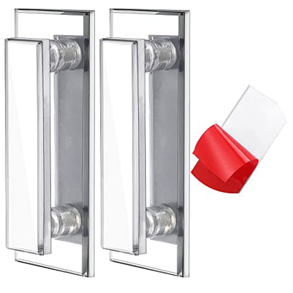 2 Pcs Mirror Closet Door Pulls Handle Adhesive Self Stick Acrylic Drawer Handle Knob Large Clear Instant Stick on Knobs for Closet Cabinet Wardrobe Windows Dresser Sliding Door (5.9 x 2 Inch) - size: 5.9 x 2 Inch