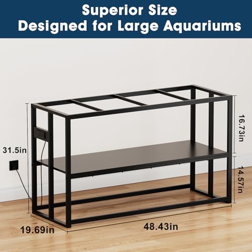Urban Deco 55-75 Gallon Fish Tank Stand with Power Outlets, 900LBS Capacity Aquarium Stand, Metal Fish Tank Stand Dual-Layer Design Terrarium Stand, Black