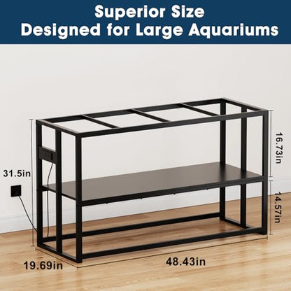 Urban Deco 55-75 Gallon Fish Tank Stand with Power Outlets, 900LBS Capacity Aquarium Stand, Metal Fish Tank Stand Dual-Layer Design Terrarium Stand, Black