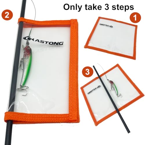 Clear PVC Fishing Lure Wraps 4/10 Pack See-through Lure Covers Durable Fishing Hook Bait Storage Protectors Keeps Children, Pets and Fishermen from Sharp Hook 2 Size (4Pcs(2M+2L), Orange)