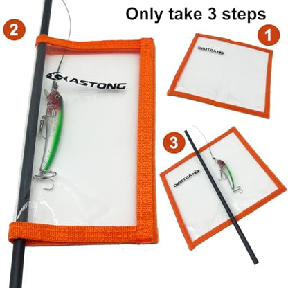 Clear PVC Fishing Lure Wraps 4/10 Pack See-through Lure Covers Durable Fishing Hook Bait Storage Protectors Keeps Children, Pets and Fishermen from Sharp Hook 2 Size (4Pcs(2M+2L), Orange)