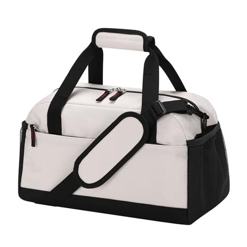 Small Gym Bag with Wet Pocket - 14 inch Mini Duffle Bag for Men & Women Lightweight Carry On Bag for Travel Sport - Beige - color: Beige