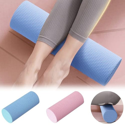 12 Inch EVA Soft Dot Foam Roller for Muscle Therapy, Yoga and Balance Exercises, High-Density Massage Roller, Foam Roller for Back, Legs for Home, Gym and Travel (Pink#L) - color: Pink#l