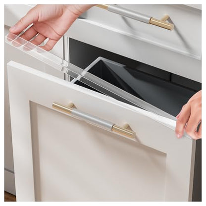 4 Pack Cabinet Protectors for Kitchen Cabinets, 18" Length Clear Cabinet Door Protector Edge Guard 3/4" Thick for Kitchen Drawer Fronts, Slip-On Plastic Edge Guard to Protect Sink & Trash Drawer