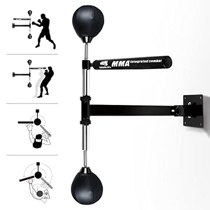 INNOLIFE Wall Mounted Boxing Spinning Bar with 2pcs Speed Ball - Black | Boxing Speed Trainer for MMA and Home Fitness