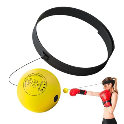 Boxing Reflex Ball Funny Head-Mounted Adjustable Breathable | Home Boxing Reflex Ball Punching Game for Men Women Adults Beginner Workout Exercise Relief Fitness MMA - color: Yellow