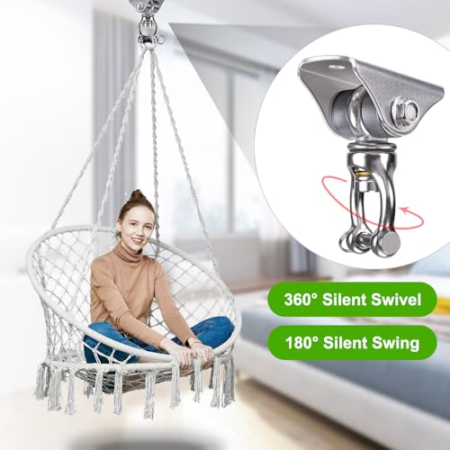 SELEWARE Silent Swing Hanger Heavy Duty Bearing Swing Hooks 2 Pack | 360° Swivel Stainless Steel Ceiling Mount for Porch Swing Hammock Chair Heavy Bag Yoga Silk Suspension Straps Olympic - color: C: 360° Bearing Swing Hanger ( 2 Pack )