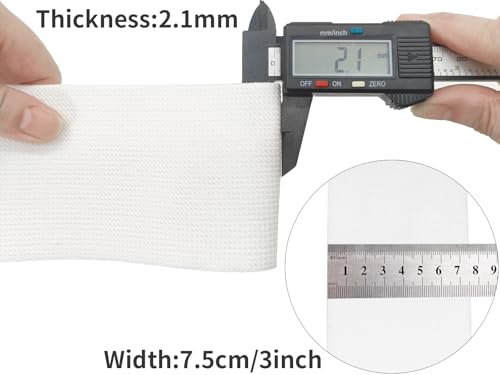 White Wide Knit Elastic Band 3" x 5yd for Sewing - color: White