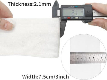 White Wide Knit Elastic Band 3" x 5yd for Sewing - color: White
