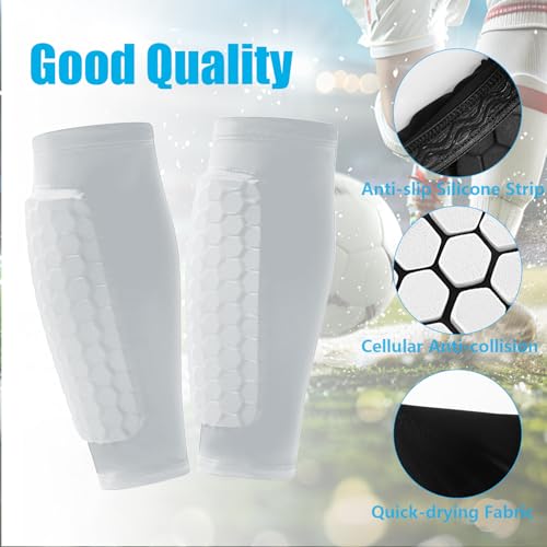 BIRDDIE Soccer Shin Guards Shin Pads for Kids Youth Adult - color: White, size: Large