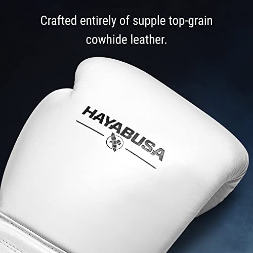 Hayabusa Pro Leather Hook and Loop Boxing Gloves for Men and Women - color: White, size: 16oz