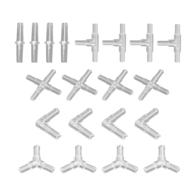 Transparent 20 Piece Aquarium Air Pipe Joint Set with Three-way Direct Connection Sealing to Prevent Leakage Suitable for Aquarium Air Valve, Air Pipe Diversion, and Aquarium Air Circuit Connection