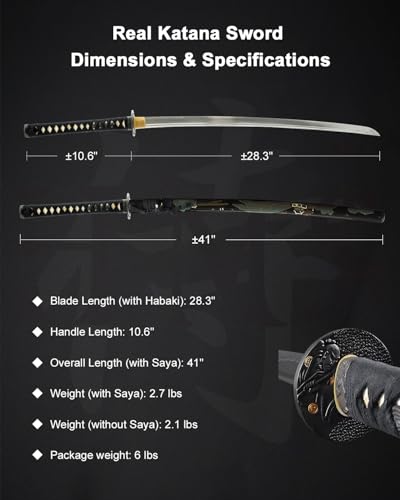 Katana Samurai Sword for Display, Hand Forged Full Tang 1045 Carbon Steel - style: Samurai Figure