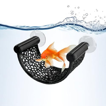Betta Fish Hammock, White Floating Resting Leaf with Suction Cup - Aquarium Perch Ledge for Bettas, Shrimp, and Nano Fish - Minimalist Tank Decor & Accessory (Black)
