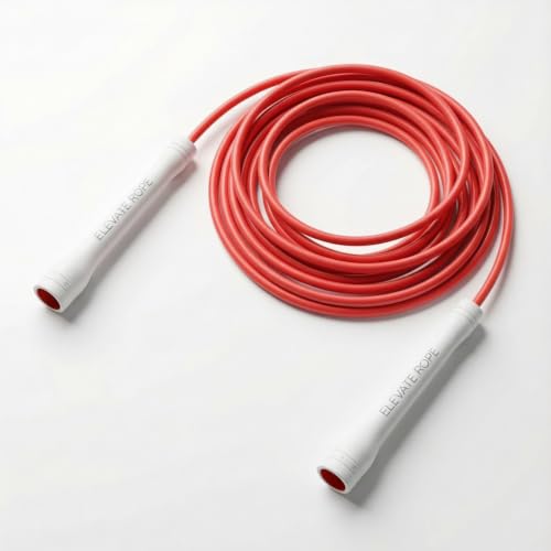 Elevate Rope Jump Rope for Men & Women, 5mm PVC Cable, 10 ft Adjustable - color: Red