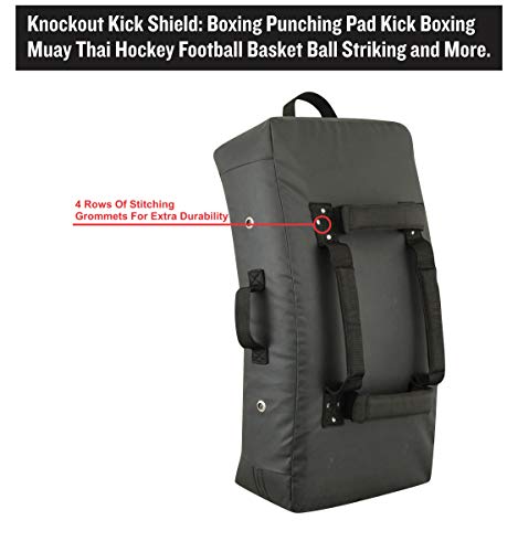 Knockout Fight Gear Kicking Shield Curved Muay Thai Strike Pad for Boxing, MMA Taekwondo Karate, Ideal for Martial Arts Suitable for Football, Basketball, Hokey, Lacrosse 28″x15″ - color: Black