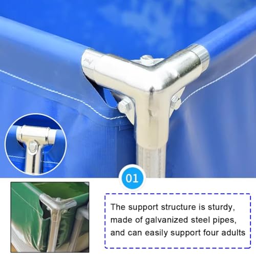 GZHERVICES Above-Ground Fish Pond (with Steel Frame and Drain Valve), Canvas Fish Pond, PVC Koi Tank, Suitable for Koi Breeding and Irrigation Water Storage (Blue)(1.2x0.6x0.5m) - size: 1.2x0.6x0.5m