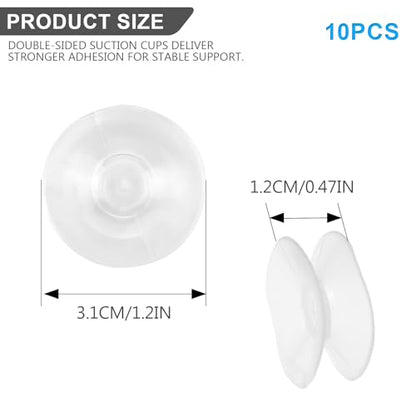 10PCS Double Sided Suction Cups - Heavy Duty Clear Silicone Sucker Pads (30mm) for Glass Mirrors Bathroom Aquarium Smooth Surfaces