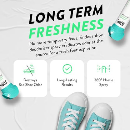 Endees UpFresh 360° Shoe Deodorizer Spray - Foot Odor Eliminator Shoe Spray for Smelly Shoes, Feet, Sneakers, Boots, Athletes Gym Bags, Stinky Smell Elimination Deodorant, Travel Size 3.38 Fl Oz - size: 3.38 Ounce