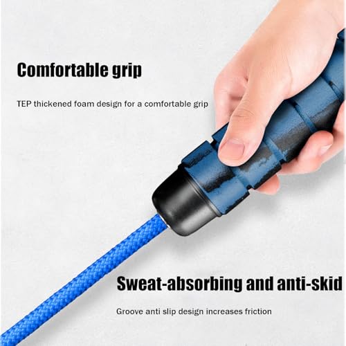 23 FT Long Jump Rope for Kids Adults,Double Dutch Jump Rope,Adjustable Skipping Ropes with High-strength Nylon Braided Rope Core,360°Rotation Not Entangled,Long Enough for 4-6 Jumpers.Blue