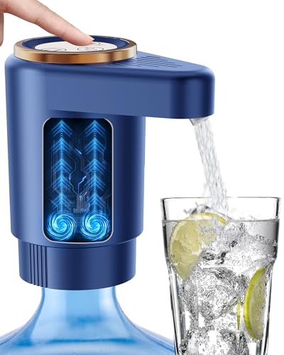Water Jug Pump for 5 Gallon Bottle – Portable Electric USB-C Charging Dispenser, Dual Powerful Motors, Fast Flow, Fits 2-5 Gallon Jugs – Ideal for Home, Office, Camping, RV, Dark Blue - color: Dark Blue