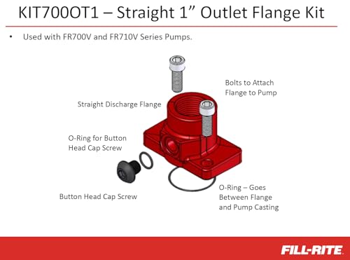 Fill-Rite KIT700OT1 1″ Straight Outlet Flange Kit – OEM Replacement for FR700V & FR710V Rotary Vane Fuel Transfer Pumps – Diesel, Gasoline & Kerosene Compatible - style: 700 Outlet Flange (1")