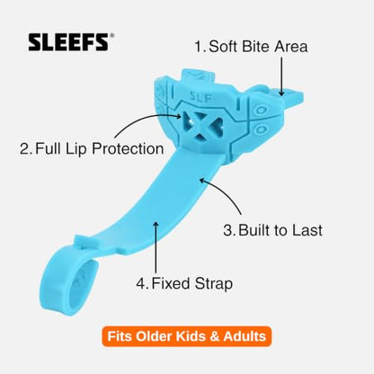 SLEEFS X Football Mouthguard with Strap for High-Impact Shock Protection - color: Sky Blue With Logo