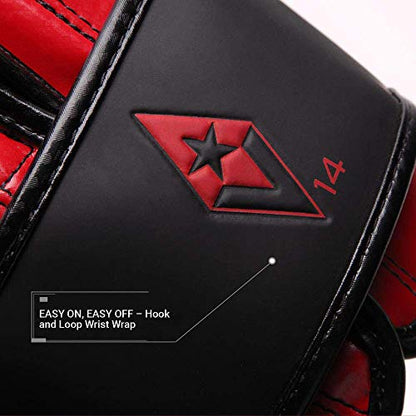 Revgear Pinnacle Boxing Glove | Entry Level | Comfortable & Stylish - color: Red/Black, size: 14OZ