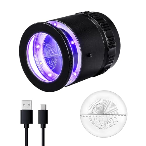 10X Jewelry Loupe with 5 LED & 5 UV Lights, Rechargeable Handheld Magnifier, Adjustable Focus K9 Optical Glass Lens for Coins, Stamps, Diamonds, and Professional Precision Inspection
