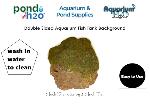 Floating Artificial Decorative Rock with Moss Effect Aquarium Decor Fish Tank Ornament 3 Inch Diameter, Perfect Floating Hide, Reptile & Amphibian Terrarium Accessory