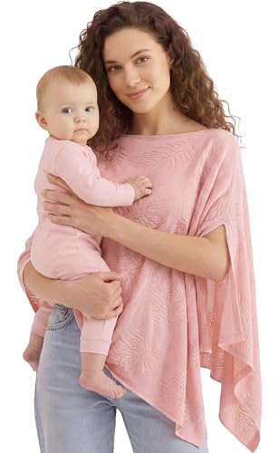 PATPAT Nursing Cover for Breastfeeding, Soft Breathable Privacy Poncho, Multi-Use Jacquard Knit Breastfeeding Cover for Moms, Portable Nursing Shawl & Baby Blanket (Blush Pink) - color: Blush Pink