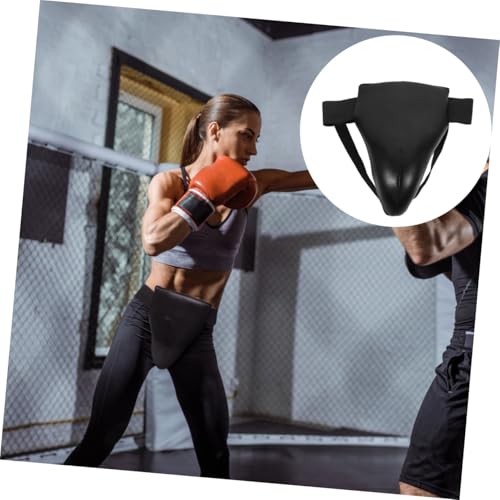 POPETPOP Sports Groin Guard Breathable Integrated Crotch Protector Wear-Resistant Training Groin Guard for Men and Martial Arts Taekwondo MMA Protective Gear Black L