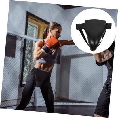POPETPOP Sports Groin Guard Breathable Integrated Crotch Protector Wear-Resistant Training Groin Guard for Men and Martial Arts Taekwondo MMA Protective Gear Black L