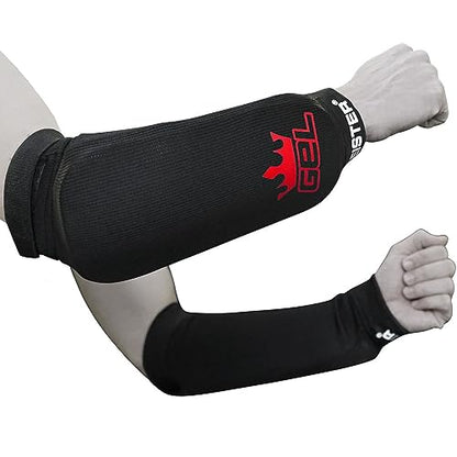 Meister MMA Elastic Cloth Forearm Guards w/Integrated Gel Padding (Pair) - size: Small-Medium