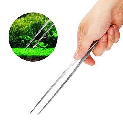 Luocute Aquarium Tools Kit, 6 in 1 Stainless Steel Scissor Tweezer Spatula Set with Storage Bag for Fish Aquarium Plant Care, Tweezers Scissors Spatula Scrapers Tool Set