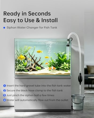 6ft Siphon Hose Fish Tank Cleaner, Aquarium Water Changer，Gravel Vacuum for Aquarium Sand & Gravel – Premium Designed for Superior Cleaning Performance, Safer Material, Battery-Free Design | Superior Cleaning Power;Safer Design – No Electricity, No Chemic