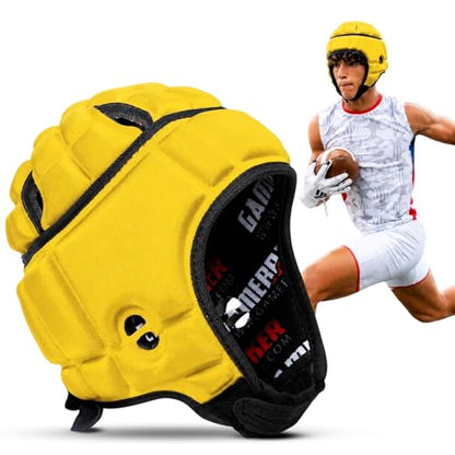 GameBreaker Soft Shell Helmet with Impact-Engineered Pro Protection, Lightweight Headgear – Flag Football, Rugby, 7v7 & MMA - color: Athletic Yellow, size: XX-Large
