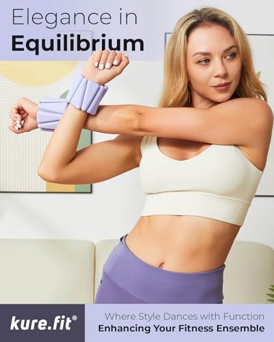 Pilates Wrist & Ankle Weights | Adjustable Weighted Bangles | 1LB/2LB Each - color: Lilac, size: 1 LB