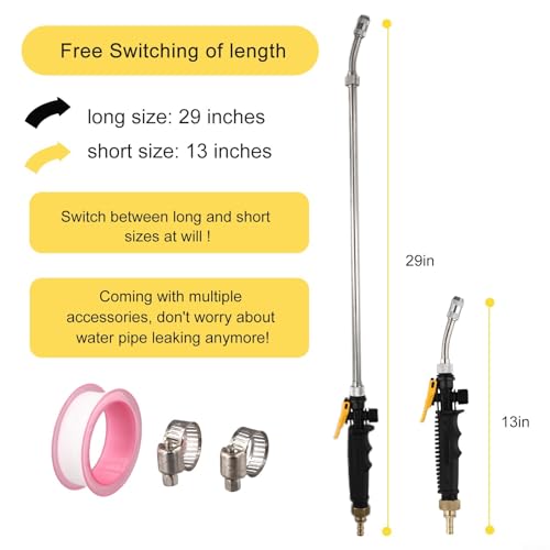 Spray Bar Replacements With 3/8" Brass Barb, Stainless Steel Wand And Rubber Handles, Adjustable Nozzle For Garden Hose Backpack Sprayer, Car Washing