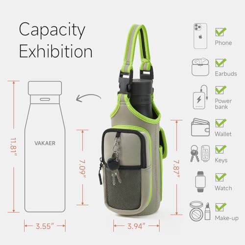 VAKAER Magnetic Gym Bag, Water Bottle Carrier Holder with Phone Pocket & Adjustable Strap,10 Ultra-Strong Magnets Stick to Fitness equipment, Workout Accessories Pouch for Women & Men (Light Grey) - color: Light Grey