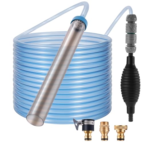 Fish Tank Vacuum Gravel Cleaner Gravel Vacuum for Aquarium，Siphon Aquarium Water Changer for Fish Tank with Four Faucet Adapter and Long Hose(50 Feet)